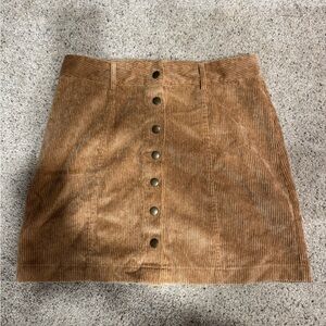Tan Corduroy Button-Front Skirt